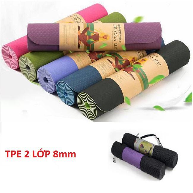 Thảm tập yoga Định Tuyến, Thảm tập Yoga định tuyến, tập GYM tpe 2 lớp siêu bền dày 6mm và 8mm