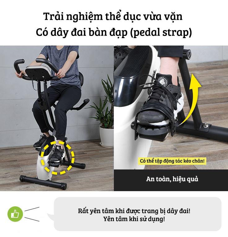 Xe đạp thể thao tại nhà gấp gọn 10 cấp độ kháng lực cảm biến nhịp tim hoạt động êm ái tải trọng 120kg