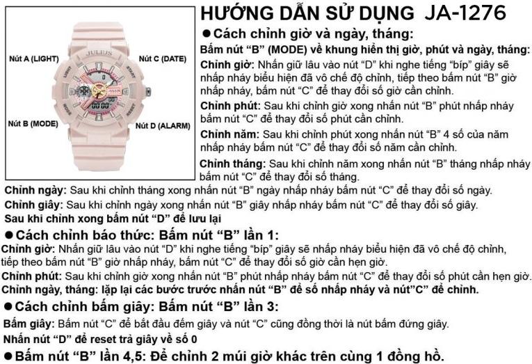 Đồng Hồ Nữ Julius Hàn Quốc JA-1276 Thời Trang Thể Thao Cá TÍnh