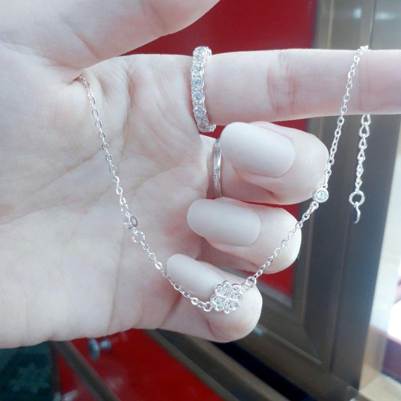 Lắc tay bạc cỏ 4 lá đính đá cao cấp YN JEWELRY