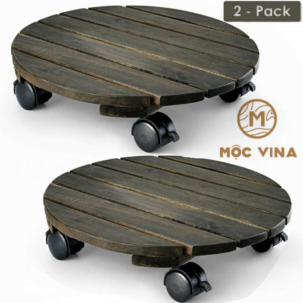 Đế Lót Tròn Nâng Chậu Cây Chậu Hoa Di Động Có Bánh Xe Màu Đen Đường Kính 30 cm Mộc Vina