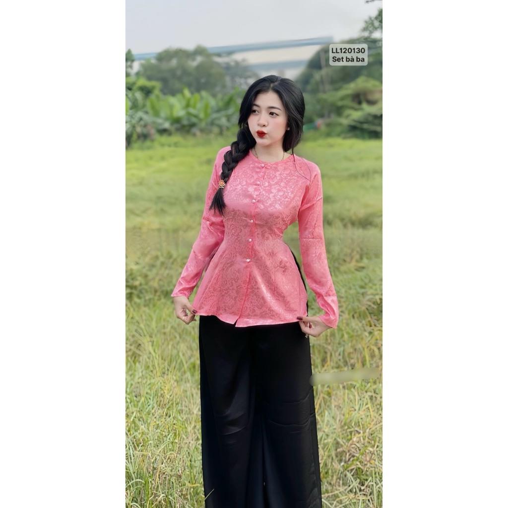 bộ áo bà ba gấm truyền thống bán lẻ giá sỉ có bán lẻ áo lẻ quần size S M L XL 2