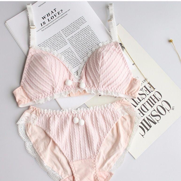 Nhật Bản Dễ Thương Gợi Cảm Lolita Quần Lót Áo Ngực Và Bộ Đồ Lót Nữ Cô Gái Trẻ Kawaii Lingere Dây Giá Rẻ Nơ Áo Ngực Thông Bộ màu Xanh Hồng