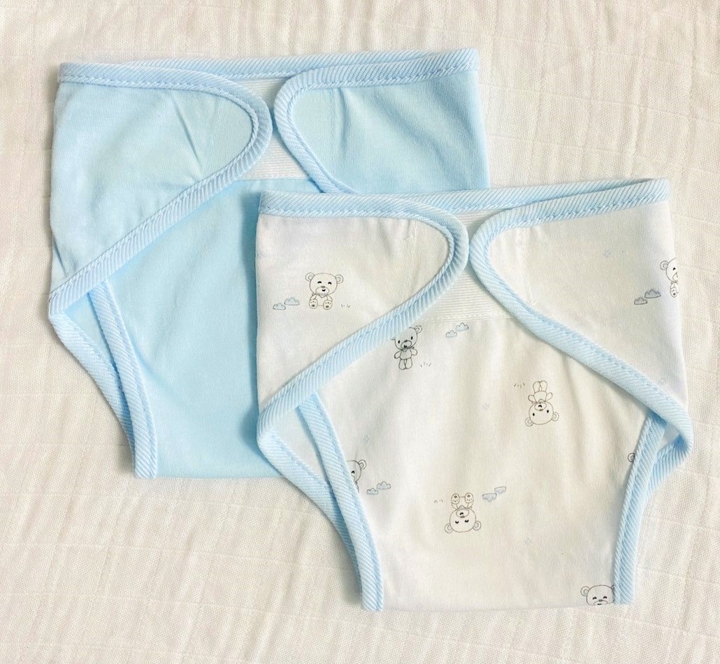 Set 2 tã vải sơ sinh cotton TOMTOM BABY | Size 1,2,3 cho bé sơ sinh - 9kg | Miếng dán bo viền, chất vải mềm mịn