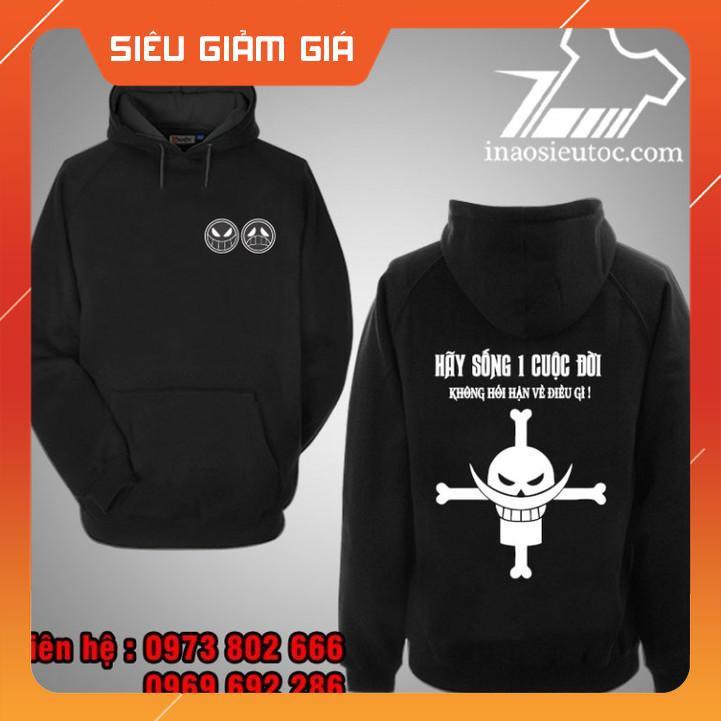 Áo Hoodie đen râu trắng  One Piece chất đẹp rẻ chất lượng