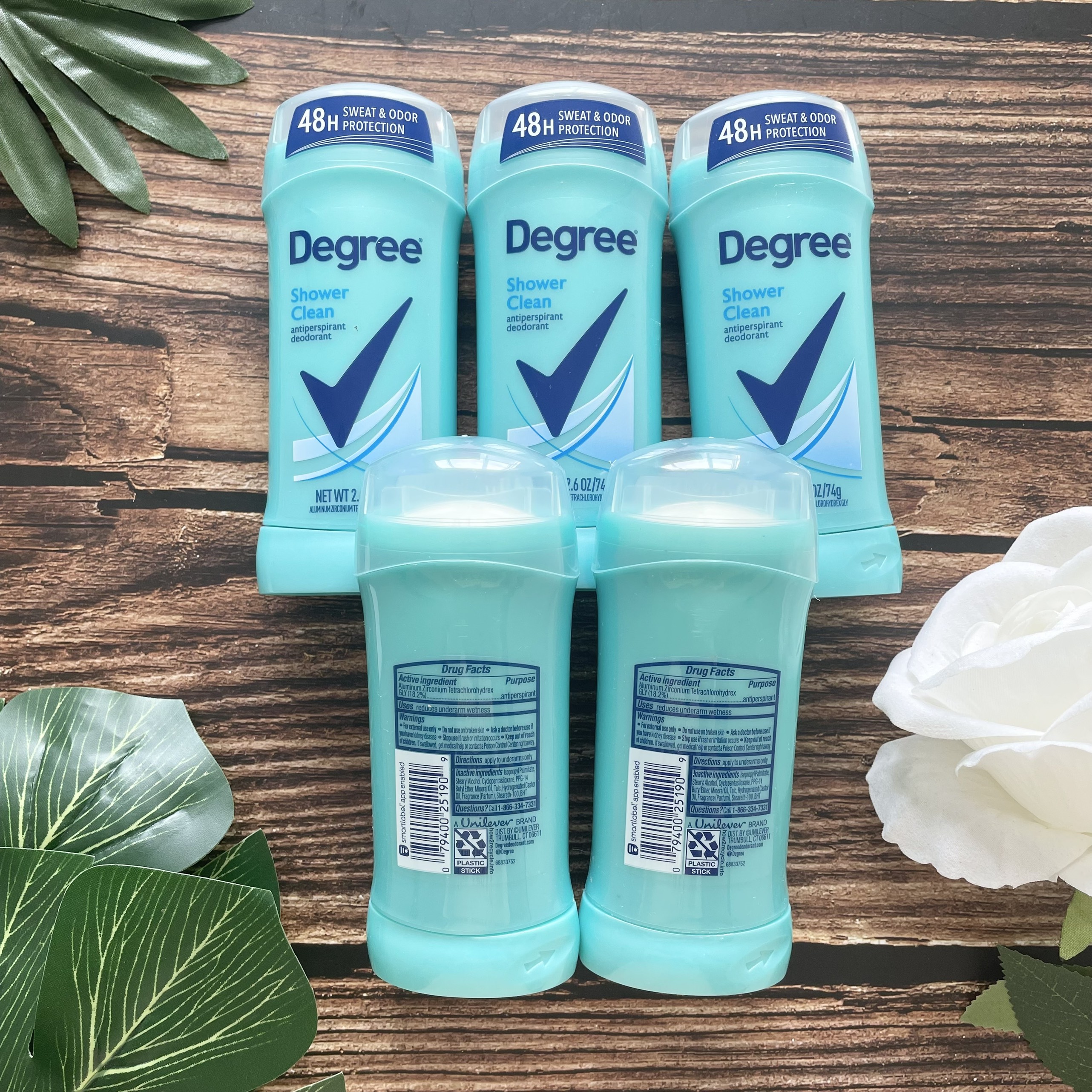 Set 5 Lăn khử mùi Degree Nữ Shower Clean Sweat &amp; Odor Protection 74g Hàng Nhập Mỹ