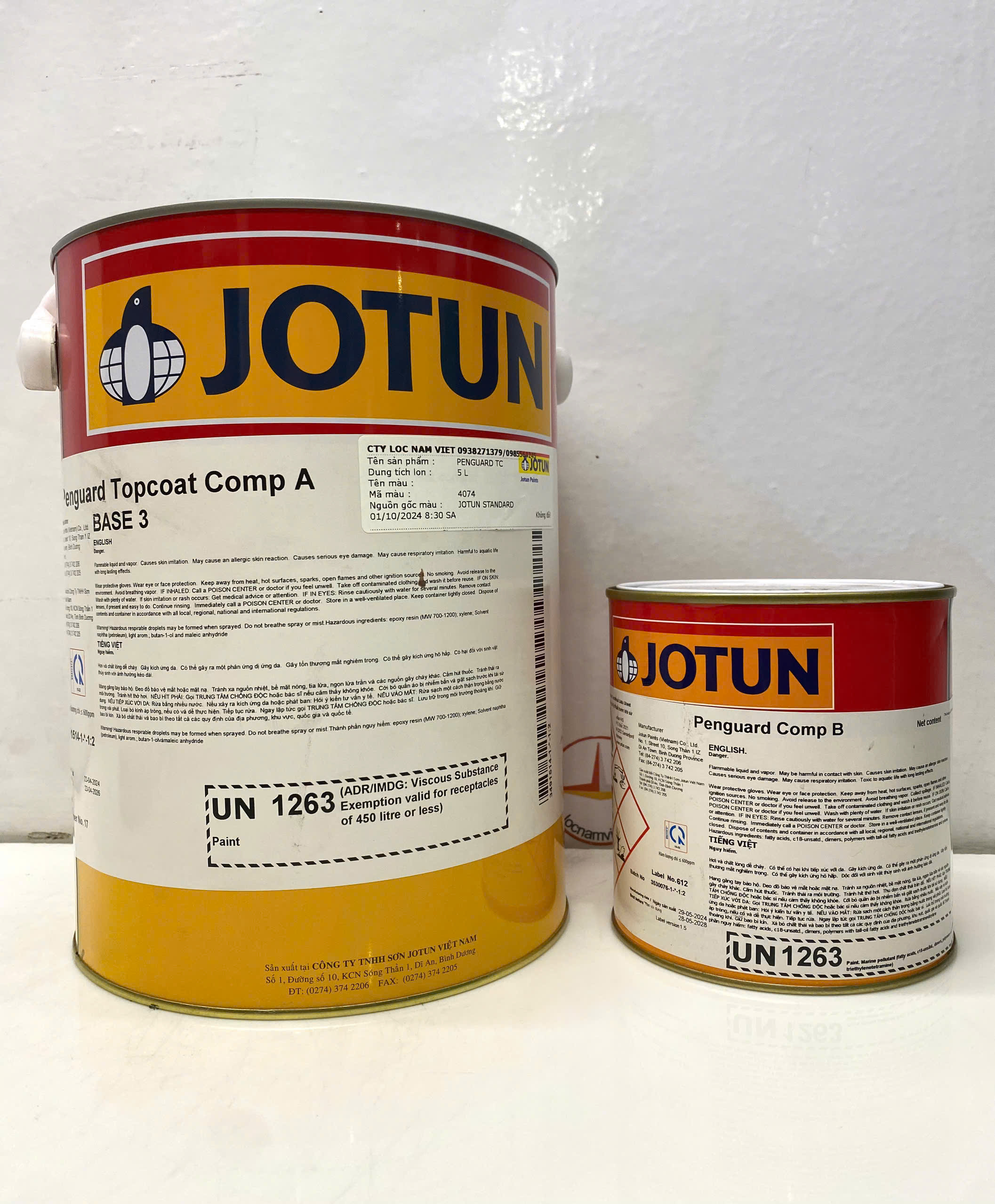Sơn Epoxy Jotun Penguard Topcoat base 3 màu xám - Grey 4074 _5L/bộ