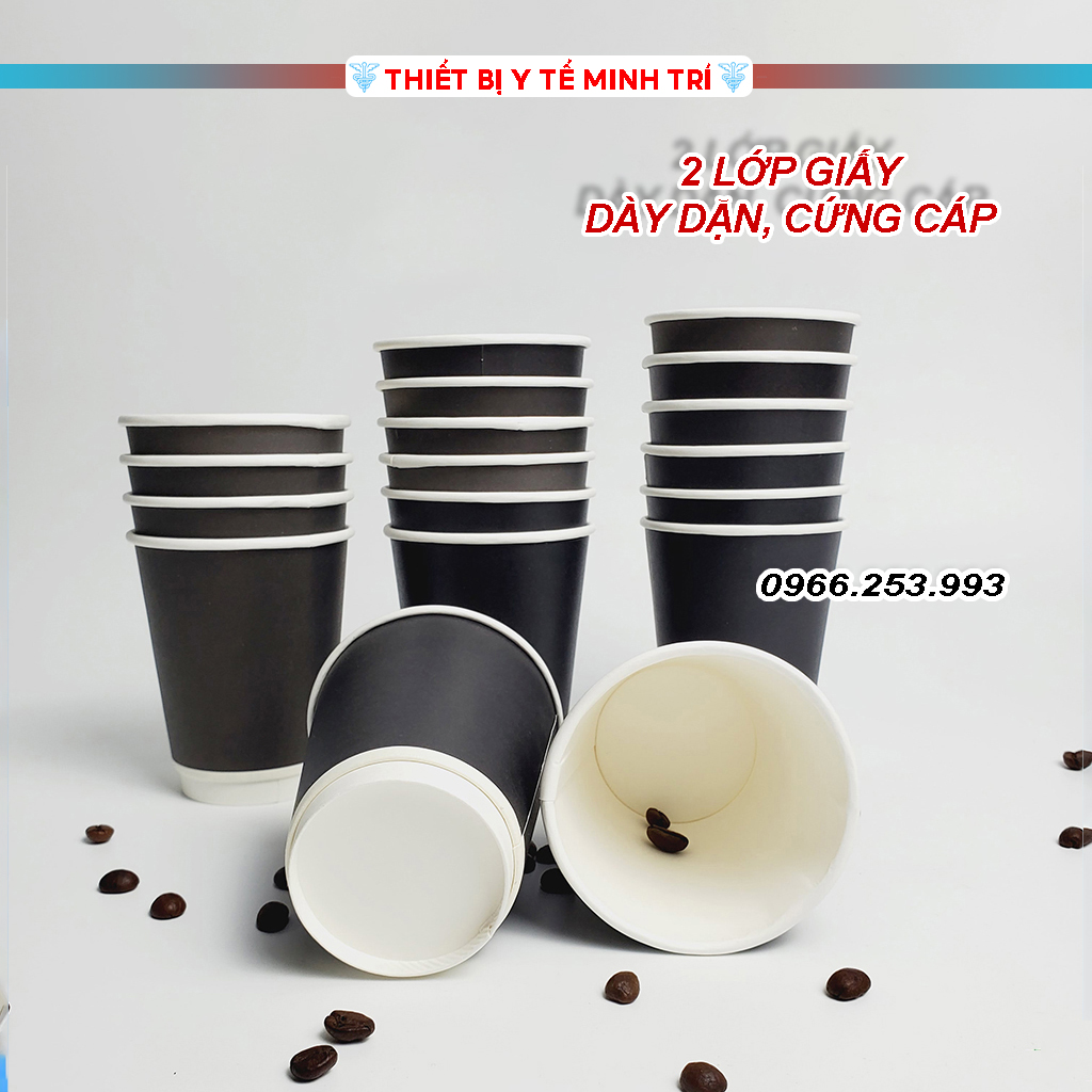 50 Ly giấy, cốc giấy dùng 1 lần 240ml - dày dặn 2 lớp - 8OZ