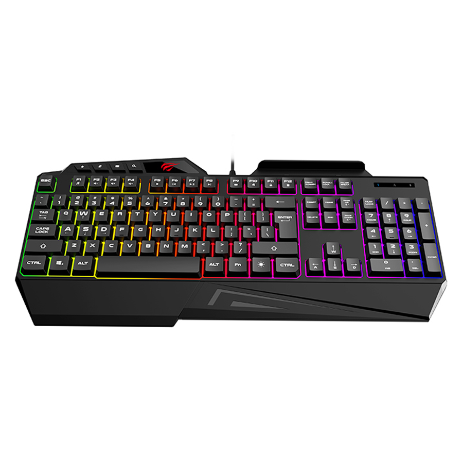 Bàn phím Gaming có dây HAVIT GAMENOTE KB488L đèn nền LED RGB Full-size 108 phím Cổng USB dài 1.5m Đen Hàng Chính Hãng