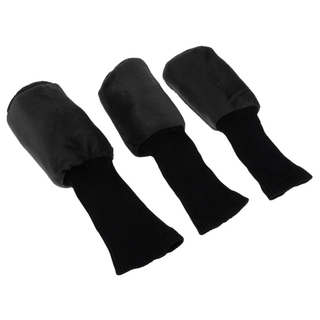 2x3pcs Long Neck Golf Club Head Cover Wood Headcover for Women Black