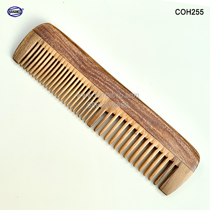 Lược gỗ Bách Xanh bằng đầu 2 loại răng (Size: M - 16cm) COH255 - Chăm sóc tóc