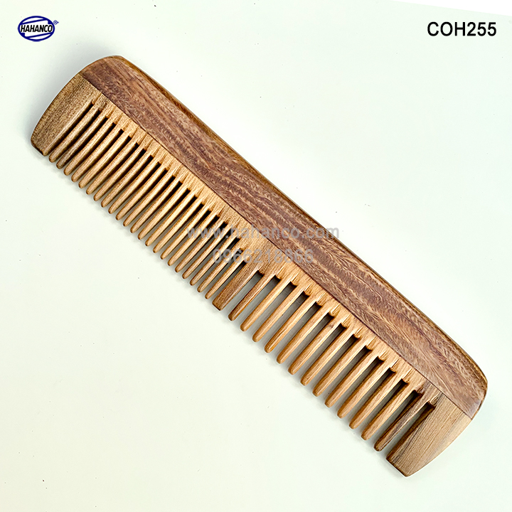 Lược gỗ Bách Xanh bằng đầu 2 loại răng  COH255 - Chăm sóc tóc
