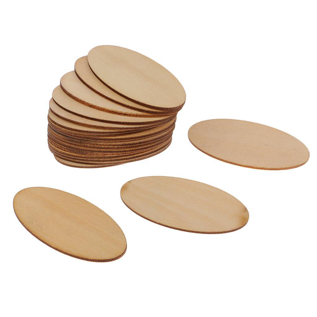 3-4pack Natural Wood Pieces - Unfinished Wooden Cutouts Disc 60 x 30 mm - 20 pcs