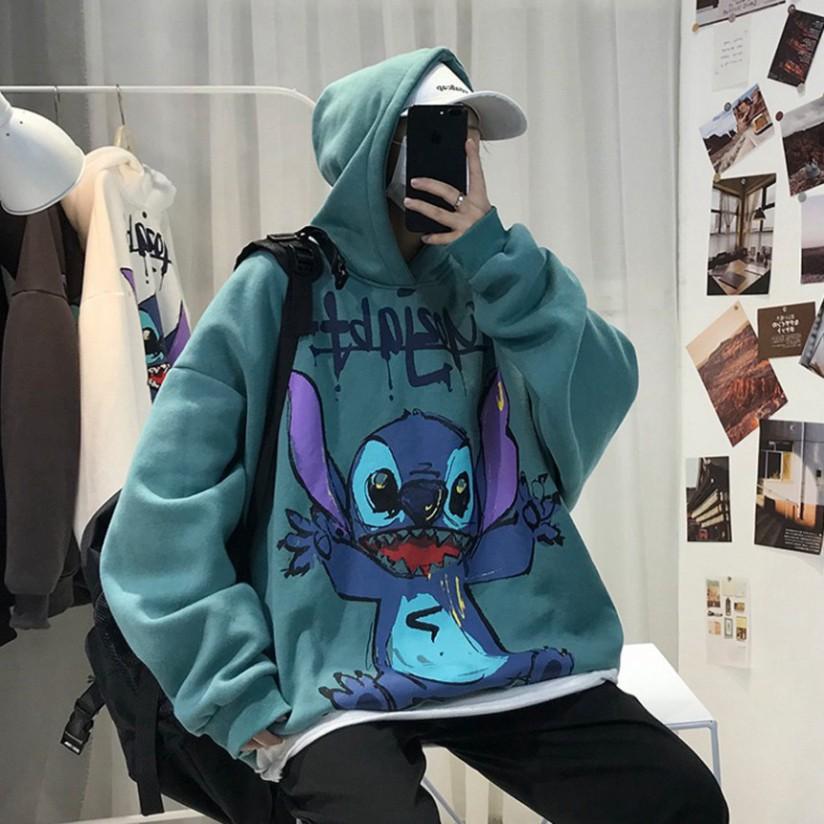 Áo Hoodie Unisex Chuột Stitch chất Liệu Nỉ Bông Xuất Hàn Cao Cấp