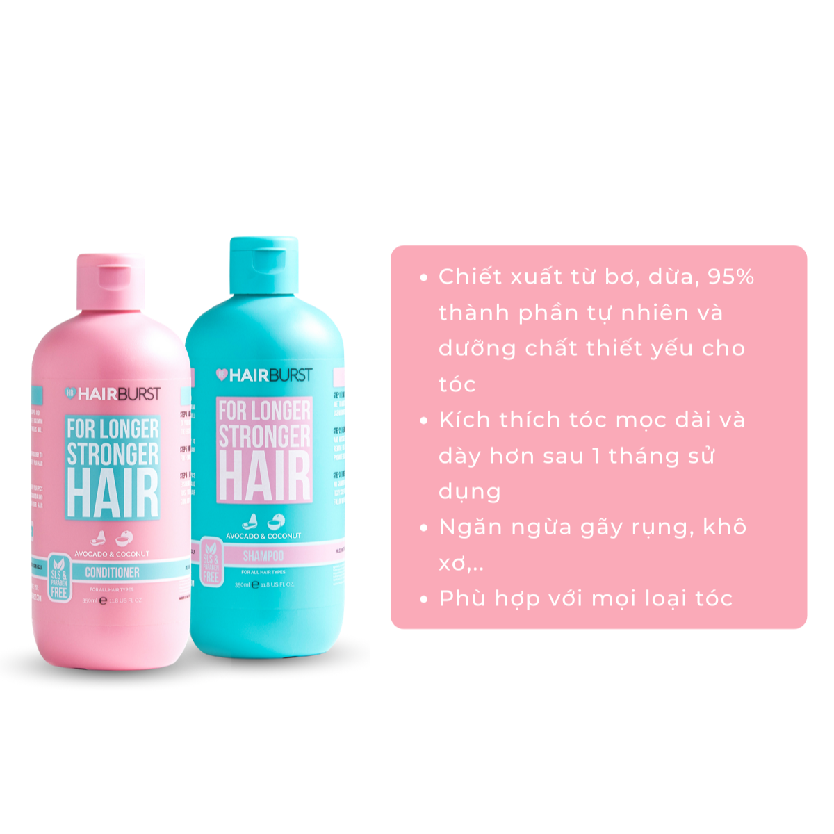 Dầu gội HAIRBURST kích thích mọc tóc dài hơn chắc khỏe hơn 350ml/chai