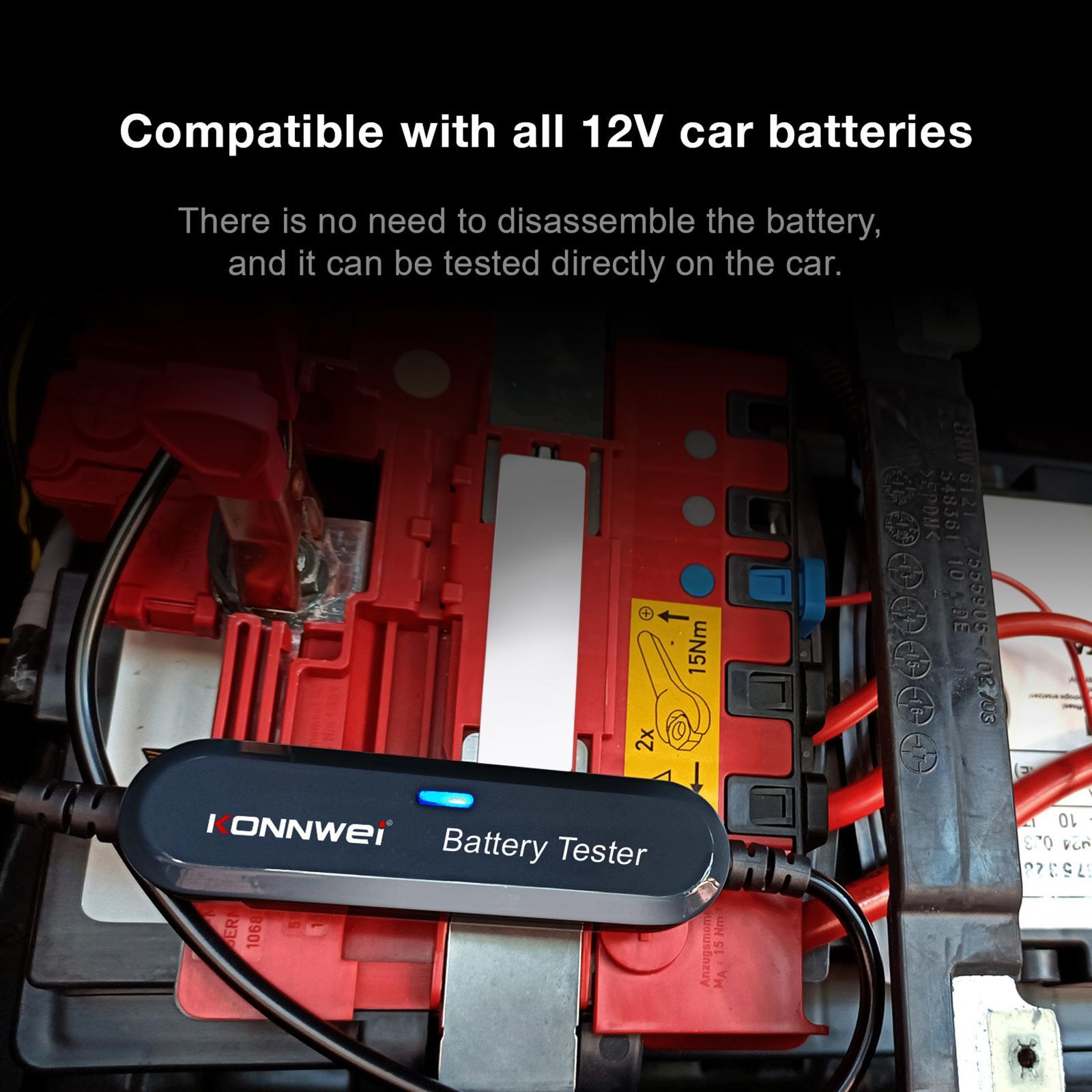 Car Battery Tester, Cranking Charging Analyzer Automotive for Vehicles Motorcycle