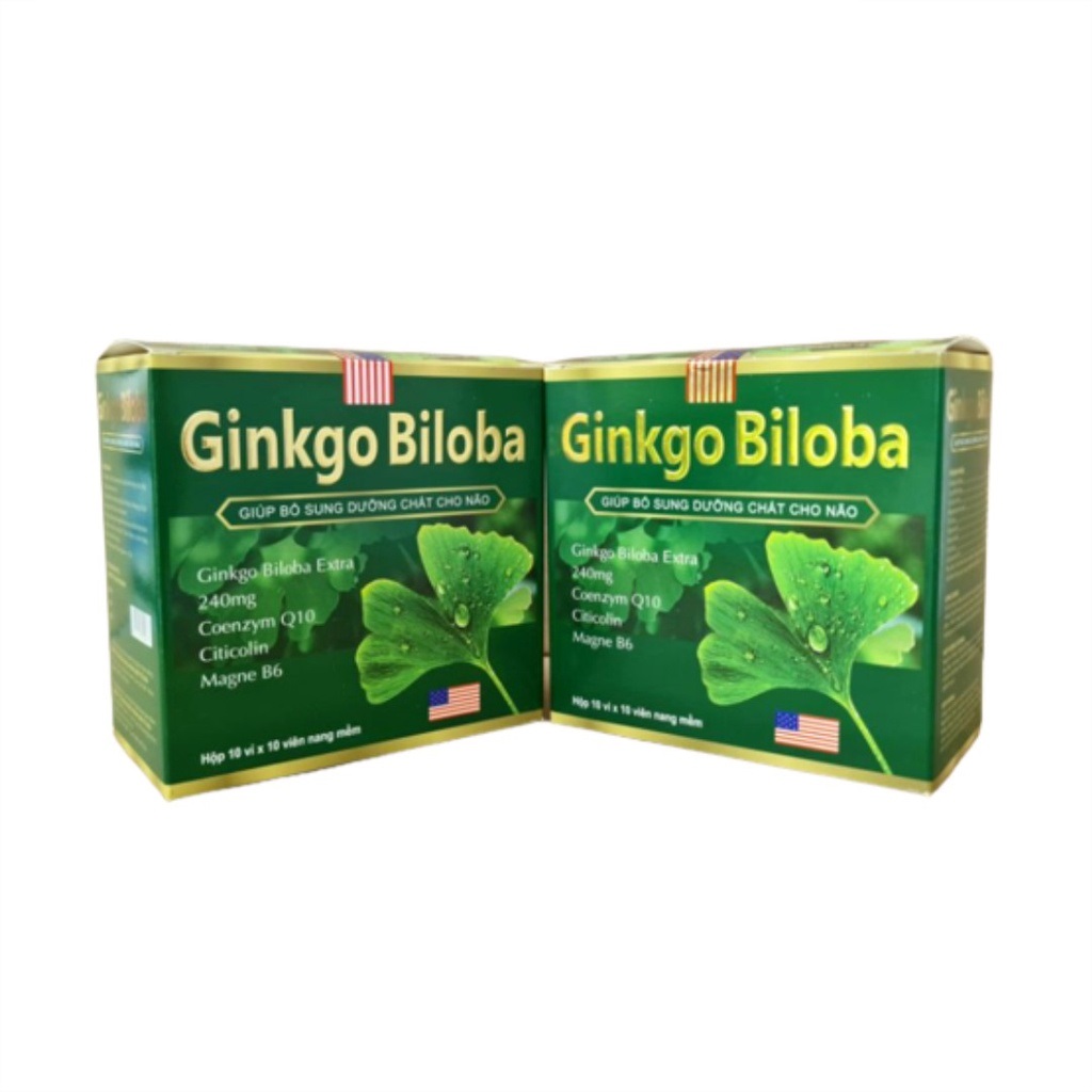 Hoạt huyết dưỡng não ginko Biloba 240mg tăng cường tuần hoàn não, Viên uống bổ não- Hộp 100 viên
