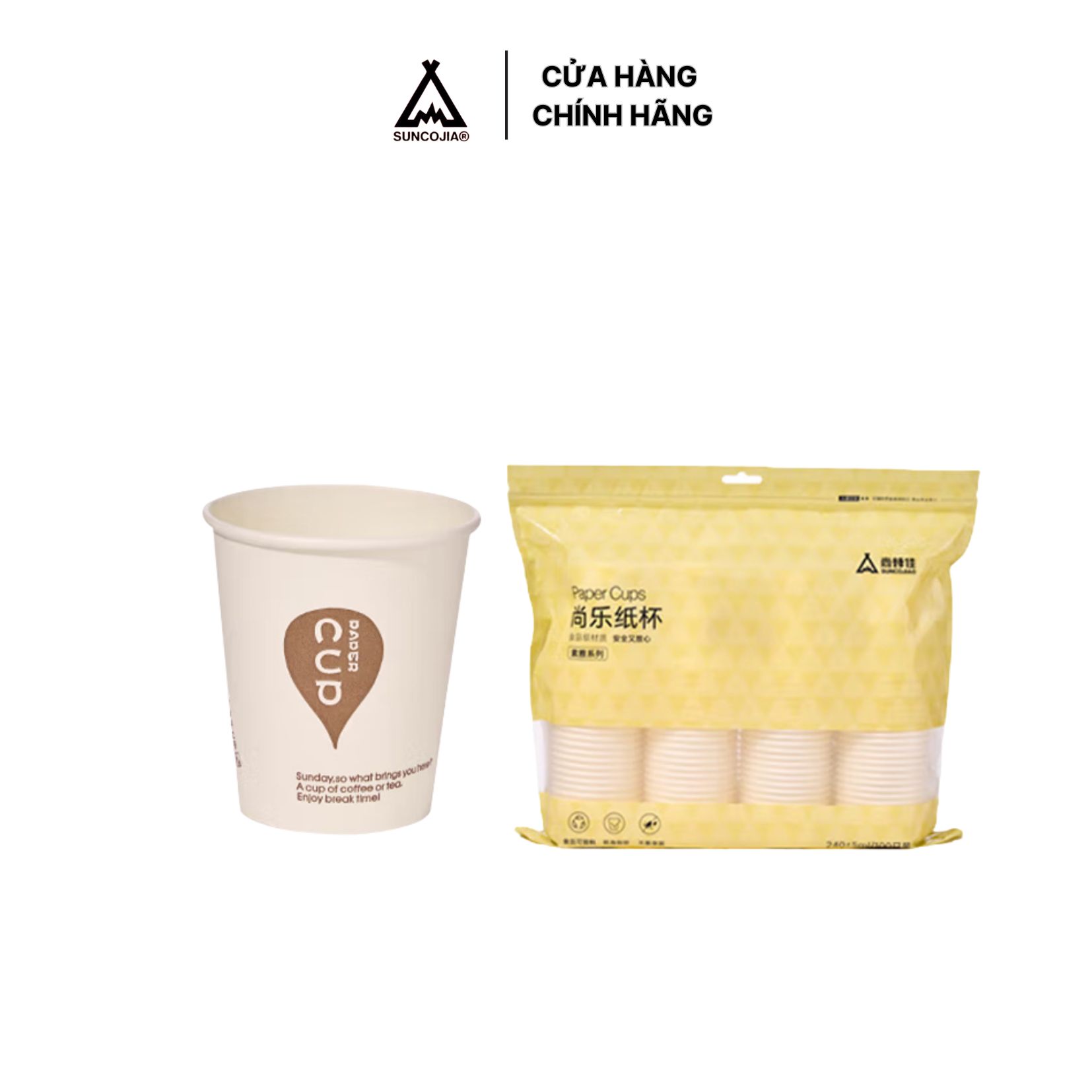 Set 100 cốc giấy dùng 1 lần 235ml Suncojia tiện lợi, dễ dàng phân hủy an toàn với môi trường