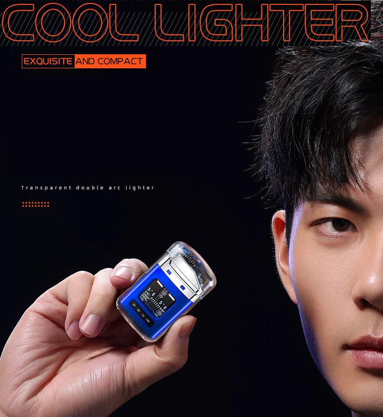 Hột Quẹt điện plasma - Vỏ Trong Suốt - Khởi Động Nút Nhấn, Kèm Sạc Type C + Quà tặng 1 lọc khói vi lọc kép