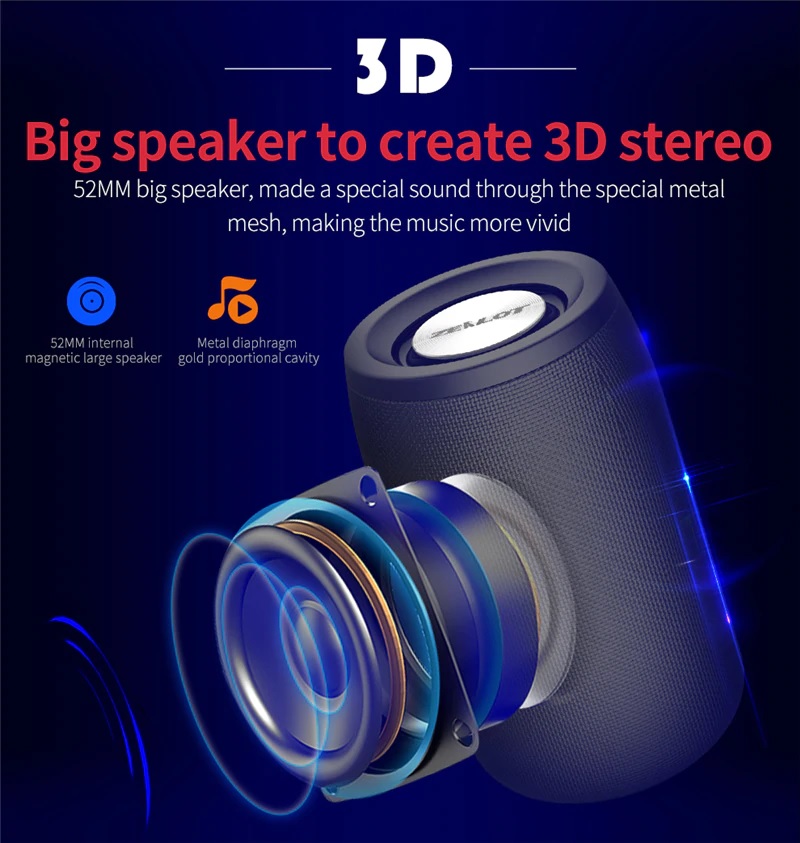 Loa Bluetooth Bass Siêu Trầm, Âm Thanh Cực Chất V5.0 Zealot S32 - Hàng Chính Hãng
