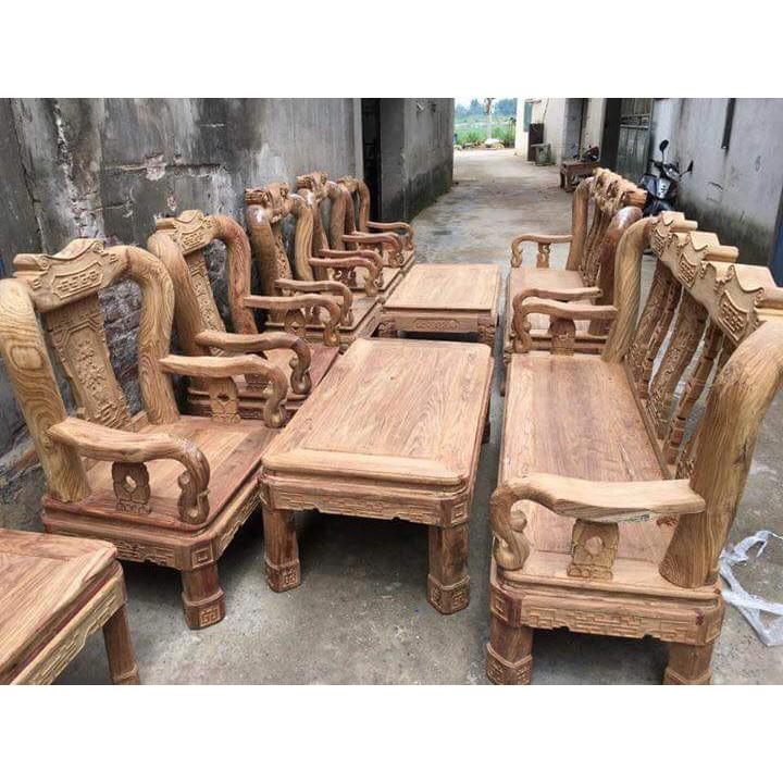 Bộ bàn ghế gỗ phòng khách minh quốc triện gỗ hương vân