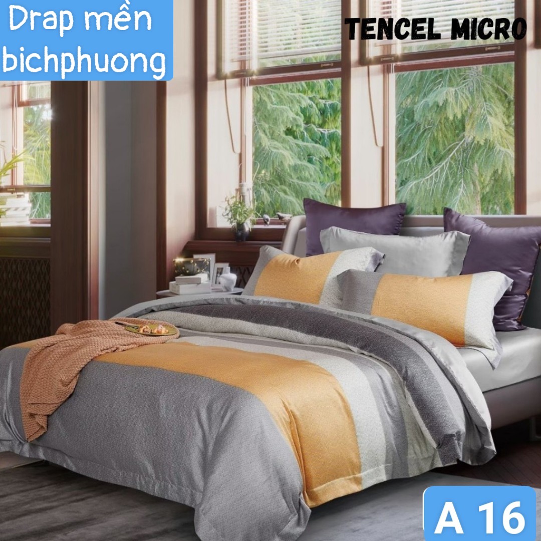 Bộ drap mền tencel hàn quốc 5 món ( 1 drap + 1 chăn chần bông + 3 áo gối) đủ size