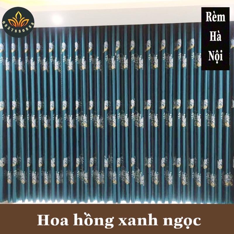 Rèm cửa màu xanh, rèm hoa văn cao tối đa 2,75m