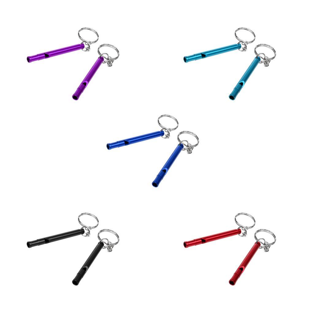 2x2pcs Outdoor Survival Camping Training Emergency Safety Whistle Purple