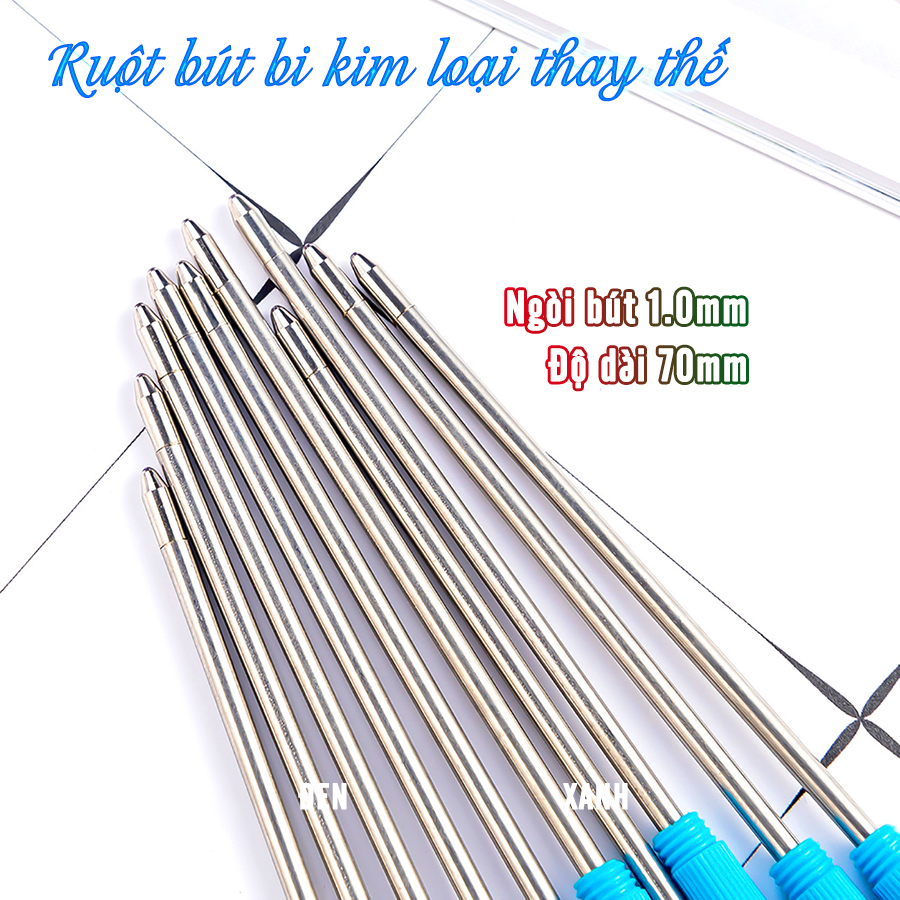 Combo 10 Ruột bút ký Bi kim loại 70mm 62mm 55mm ngòi 1.0mm thay thế - Ruột bút bi kim loại thay thế