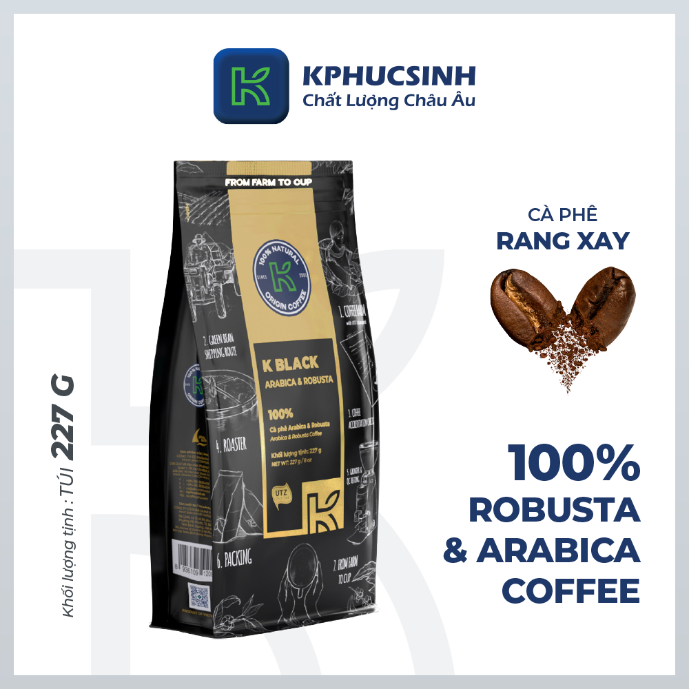 Hộp Quà Cà Phê K Coffee Love Box 1 - cà phê rang xay Robusta Arabica và cà phê hoà tan đậm vị
