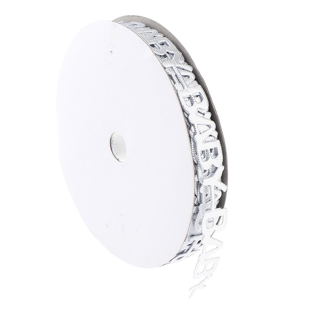 20 Yards BABY Letter Satin Ribbon for Kids Birthday Party Decoration White