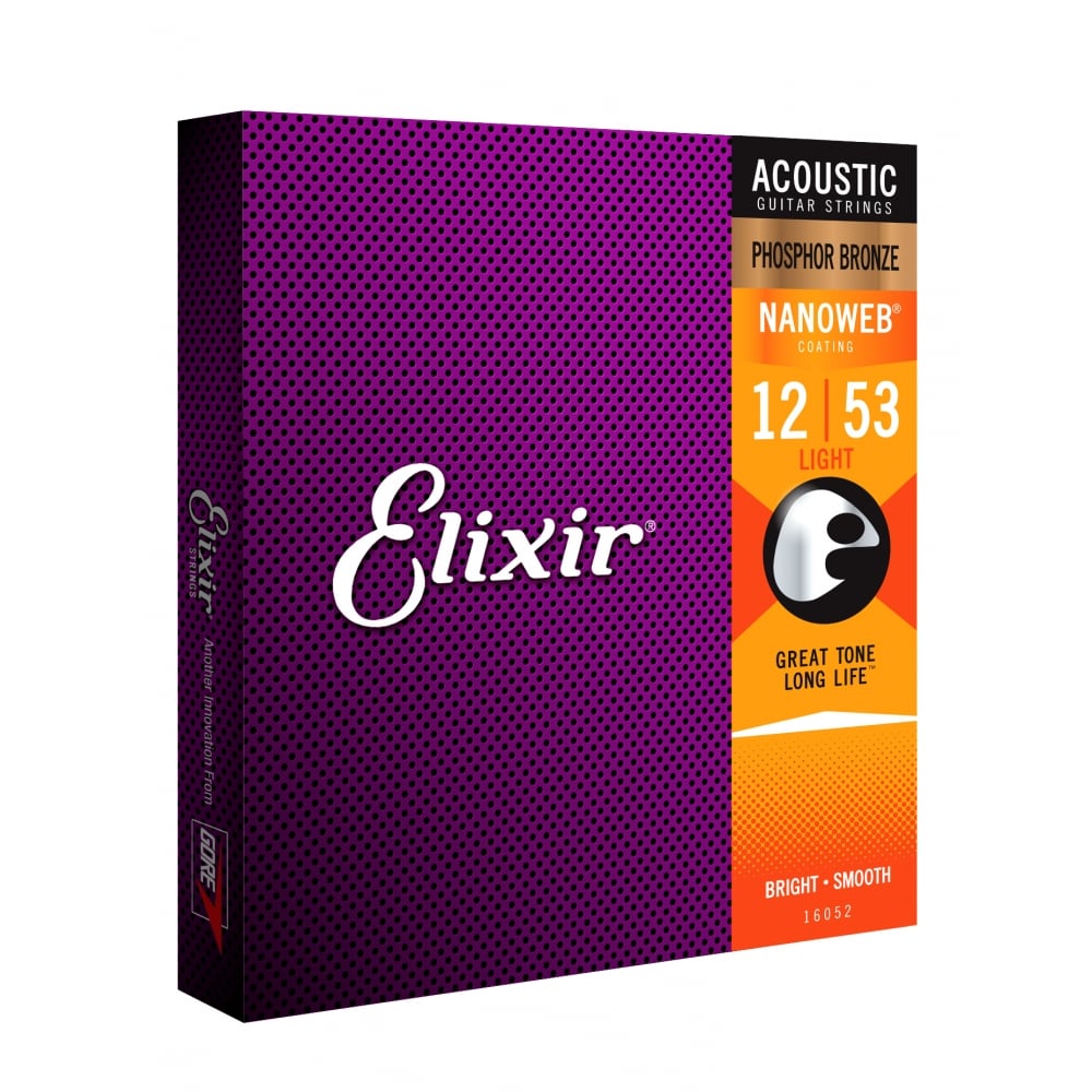 Elixir 16052 - Dây Đàn Acoustic Guitar Cỡ 12 (.012-.053) Phosphor Bronze Strings Light - Hãng phân phối chính thức (Bộ Dây Ghi-ta phủ lớp Nanoweb cao cấp - Kèm Móng Gảy DreamMaker