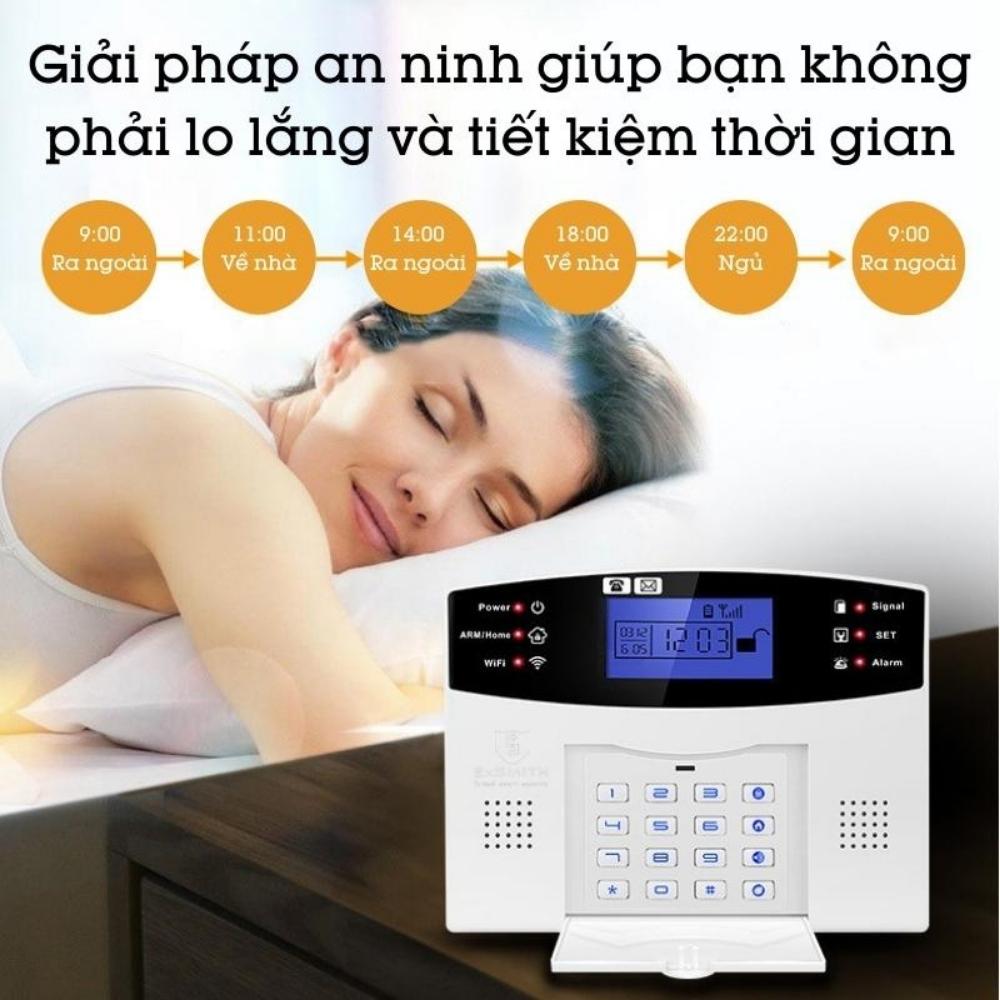 Bộ thiết bị báo trộm qua điện thoại trung tâm báo động chống trộm dùng sim + wifi Exsmith ES1719