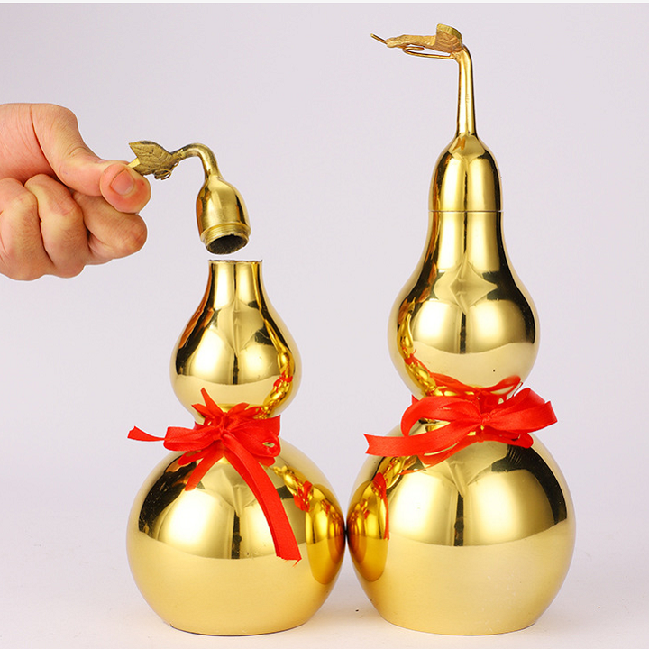 Hồ Lô Đồng Nguyên Chất Phong Thủy May Mắn cao 9.6cm