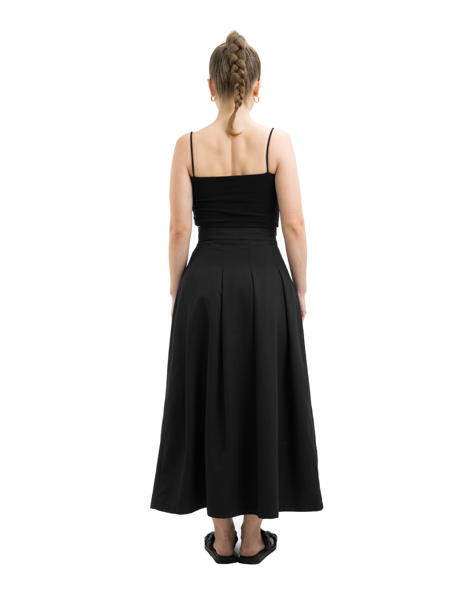 là min - Chân váy Black Pleated Midi Skirt