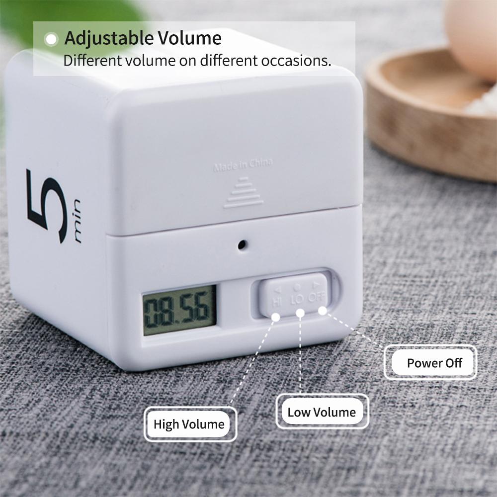 Portable Cube Timer Digital Kitchen Timer Countdown Alarm 15-20-30-60 Minutes Flip Timing with Digital Display Time