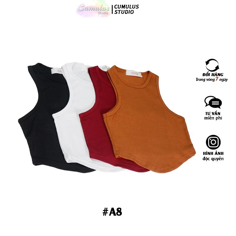 Áo croptop ba lỗ lai bầu Cumulus chất thun gân A08