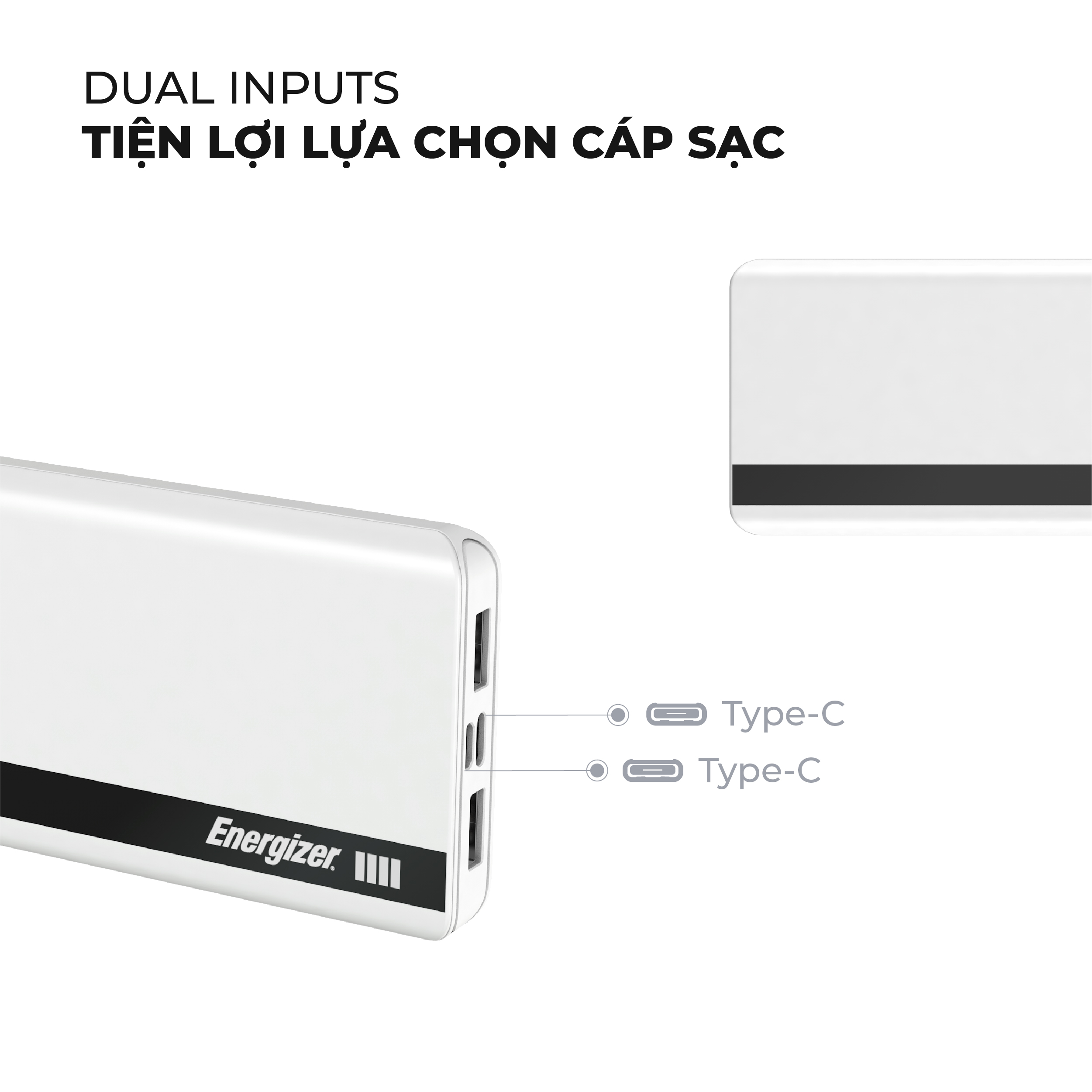 Sạc dự phòng Energizer 10,000mAh /3.7V Li-Polymer - UE10054 - Hàng Chính Hãng - Trắng