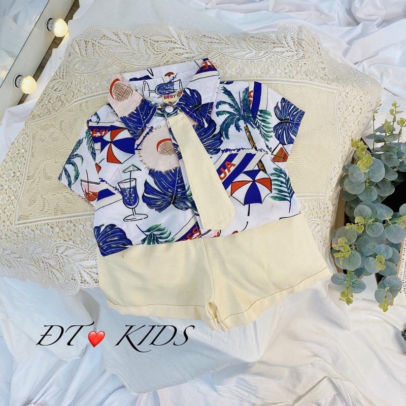 Bộ công tử sơ mi có cà vạt cho bé trai từ 8-22kg