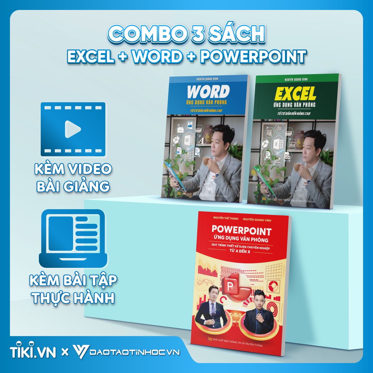 Combo 3 Sách Excel - Word - PowerPoint Ứng Dụng Văn Phòng Có Kèm Khoá Học Online ĐÀO TẠO TIN HỌC