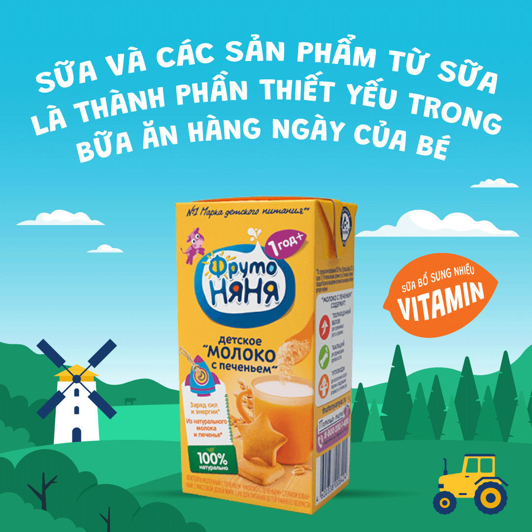 Thùng 12 Hộp Sữa bích quy Fruto Nyanya 200ml