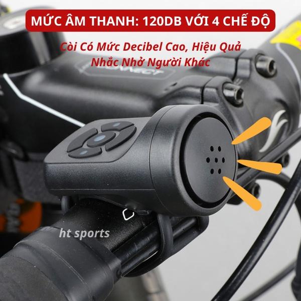 Còi Xe Đạp HT Sports 4 Chế Độ Âm Thanh Cực Lớn Gắn Ghi Đông Chống Trộm Chống Nước