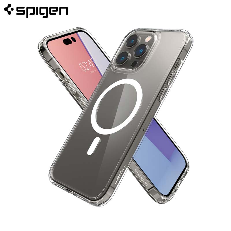 Ốp Lưng dành cho iPhone 14/14 Plus/14 Pro/14 Pro Max SPIGEN Crystal Hybrid MagFit White - Hàng Chính Hãng