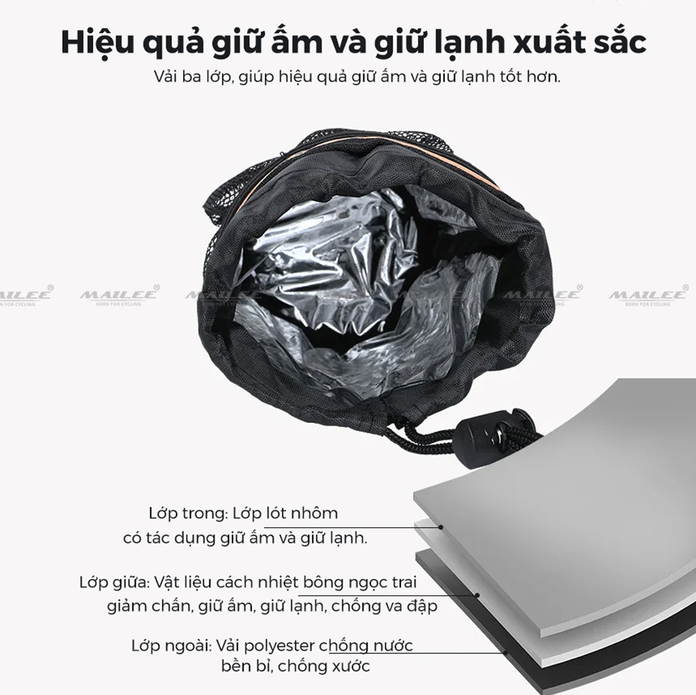 Túi Đựng Bình Nước Xe Đạp ESL-0073 Giữ Nhiệt Treo Tay Lái Địa Hình Đường Trường Đa Năng (Màu xanh quân đội) kích thước 24x9cm - Mai Lee