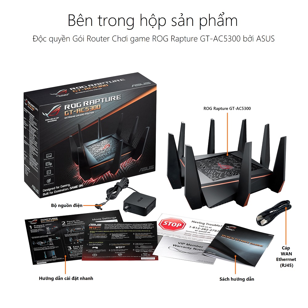 Router Wifi 8 Ăng-Ten 3 Băng Tần Chuẩn Asus GT-AC5300 AC-5300 (2167Mbps) - Hàng Chính Hãng