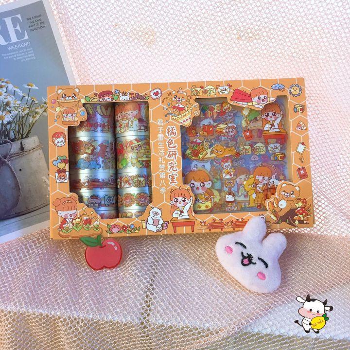 Cuộn Washi Tape Sticker Cute Dễ Thương 6 Chủ Đề Băng Keo Và Stickers Bóng Trang Trí Mũ Bảo Hiểm Chống Thấm Nước