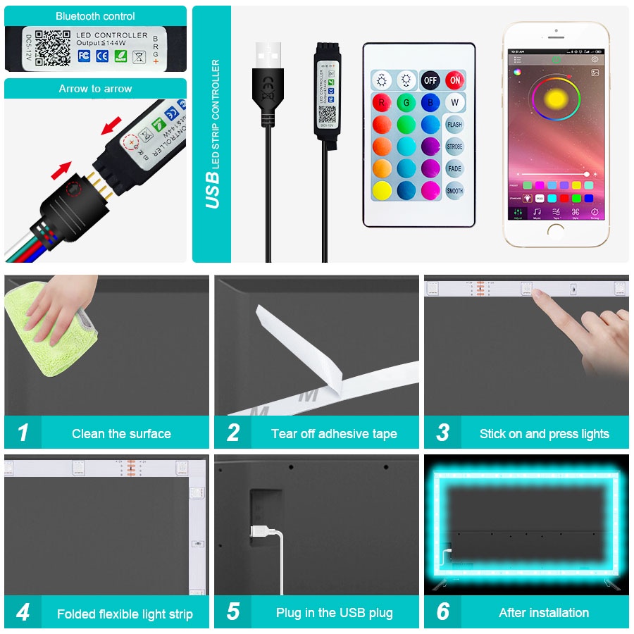 Đèn led trang trí phòng ngủ đèn nháy 16 triệu màu đèn dây led 5050 RGB có remote điều khiển - miếng lót chuột