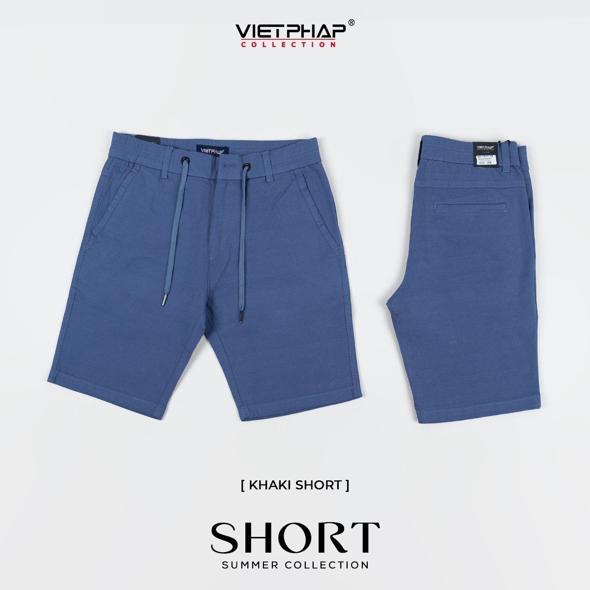 Quần Short Kaki Cao Cấp VIỆT PHÁP/ Form basic/ thêu logo sườn, chất liệu dệt cotton mềm mịn hút mồ hôi ,không phai màu 1211