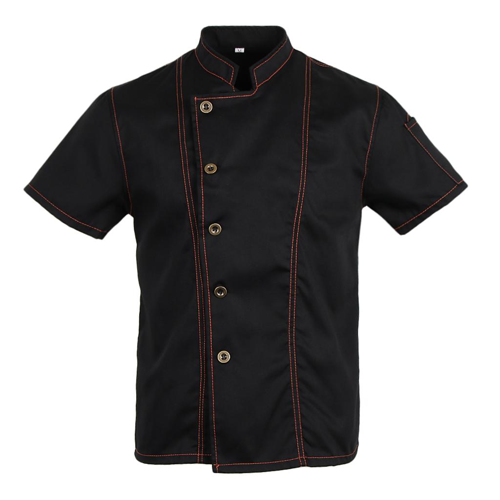 2-pack Chef Jacket Summer Short-sleeved Baker's Jacket Catering Workwear Buttons Chef Jacket Coat Restaurant Chef Uniform XL / 2XL