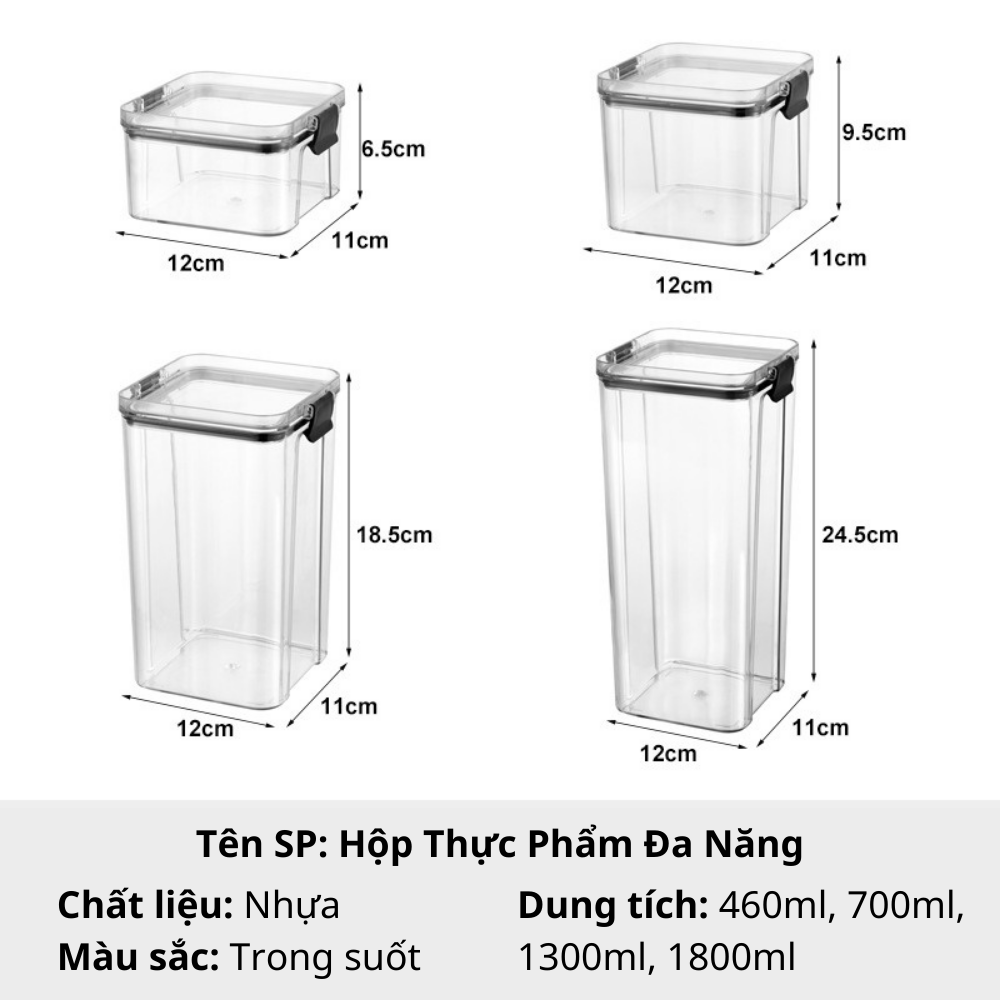 Hộp Nhựa Đựng Thực Phẩm Trong Tủ Lạnh GAGI Mã GH02 Có Nắp Kín Khí, Chịu Lực Tốt Đa Dạng Thể Tích Phù Hợp Cho Nhiều Loại Thực Phẩm - Hàng Chính Hãng